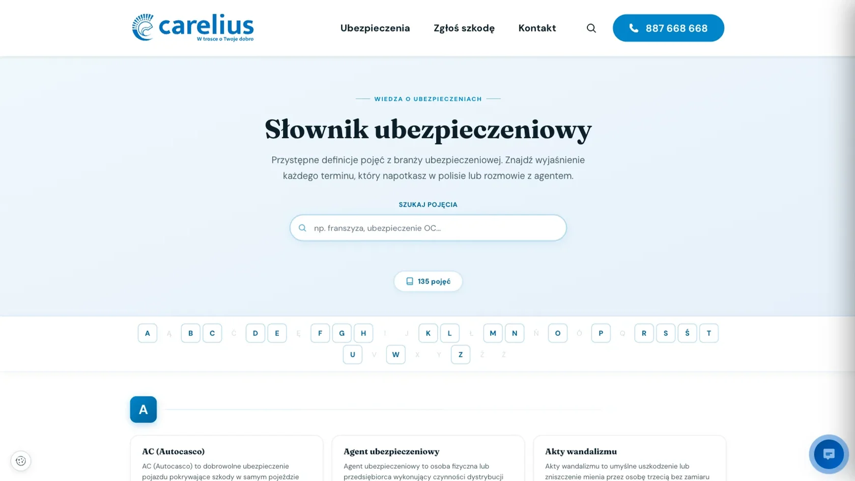 Carelius Ubezpieczenia - słownik ubezpieczeniowy ze 135 hasłami