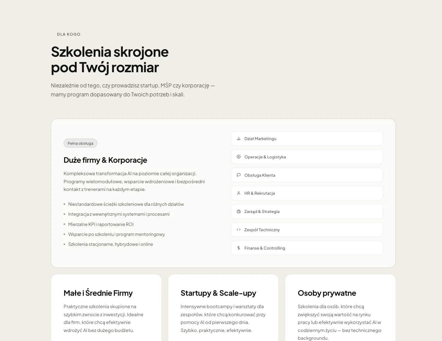 HOOK AI - szkolenia skrojone pod wielkość firmy i dział, ścieżki dla korporacji, MŚP, startupów i osób prywatnych