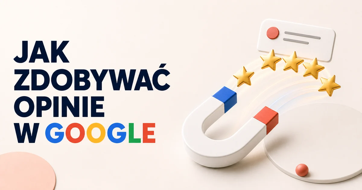 Biały magnes przyciągający pięć złotych gwiazdek opinii Google.
